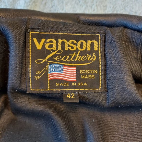 Vanson Men's Black Leather Motorcycle Jacket sz 42 - Picture 5 of 16